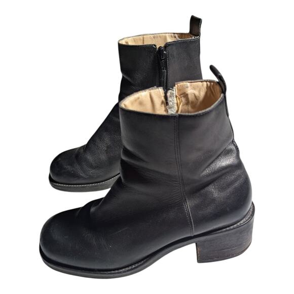 Vtg Y2K Nine West Black Leather Chunky Block Heel Inner Zip Ankle Boots Sz 6 - Picture 9 of 9